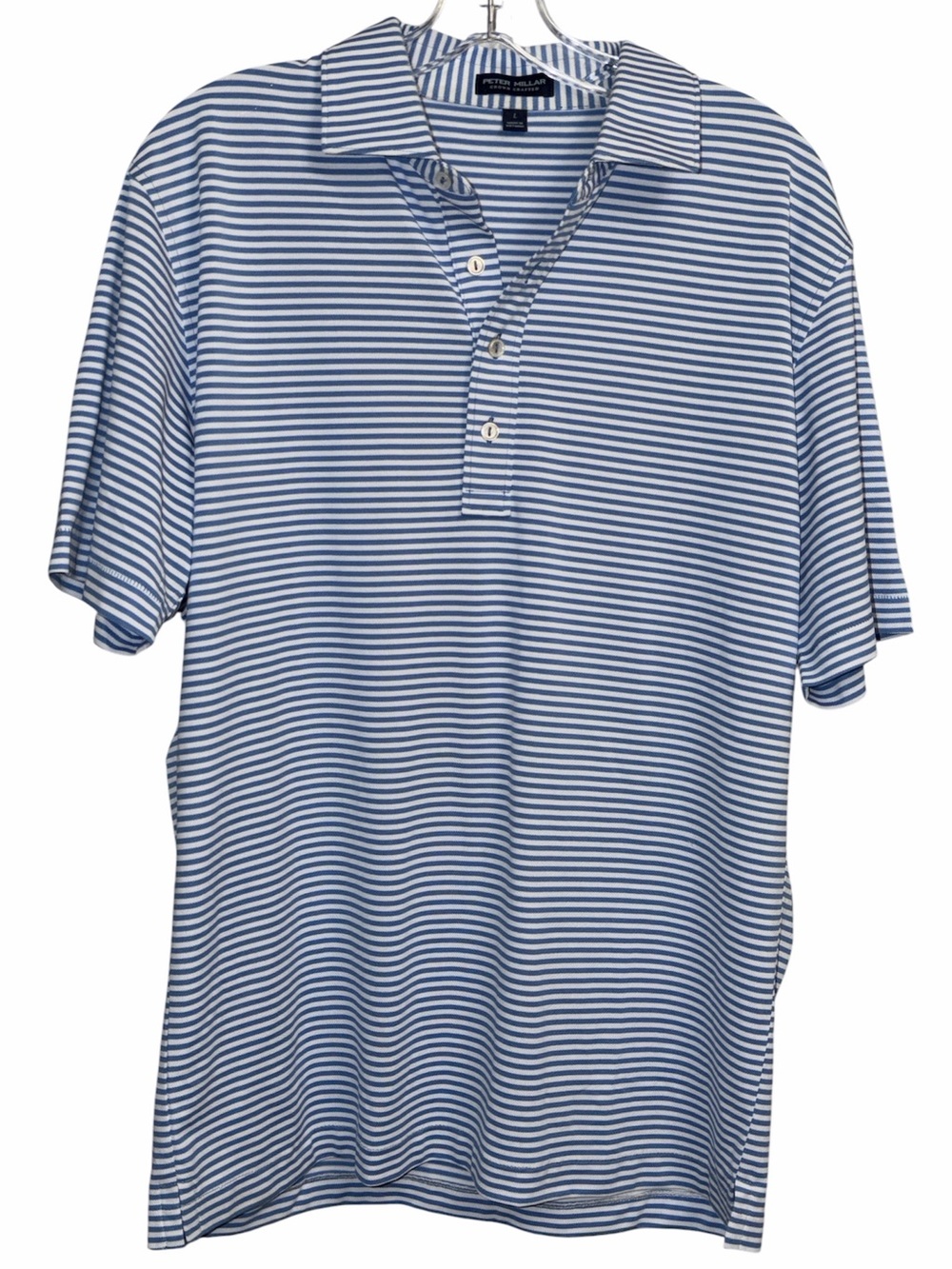 Peter Millar Blue and White Striped Polo